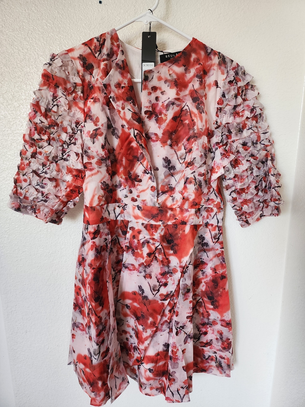 Beulah Style Floral Ruffle Sleeve Romper Orange L NWT